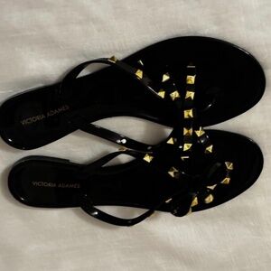 Victoria Adames Jelly Sandals Black /Gold Spikes Sz 41